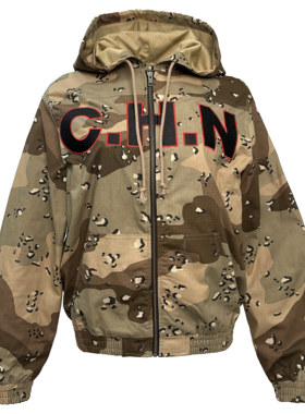 [PCCVISION] 3MAN0N C.H.N沙漠迷彩贴布刺绣连帽拉链开衫夹克