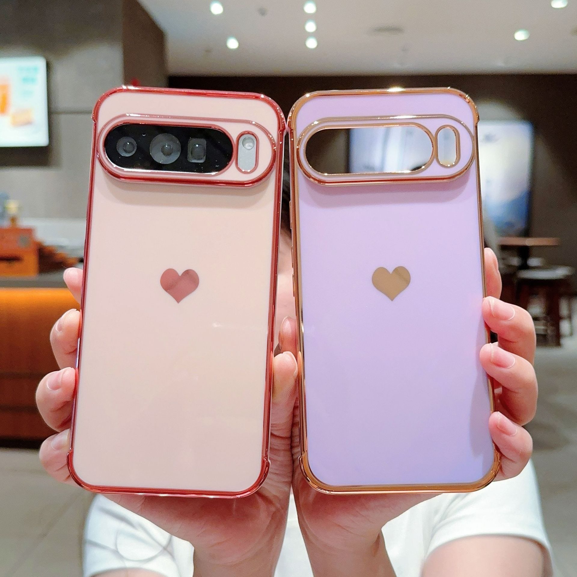 侧边爱心适用于谷歌Pixel10proXL电镀手机壳Pixel9proXL新款9A时尚Google Pixel9pro保护壳8pro高档谷歌8A/7A