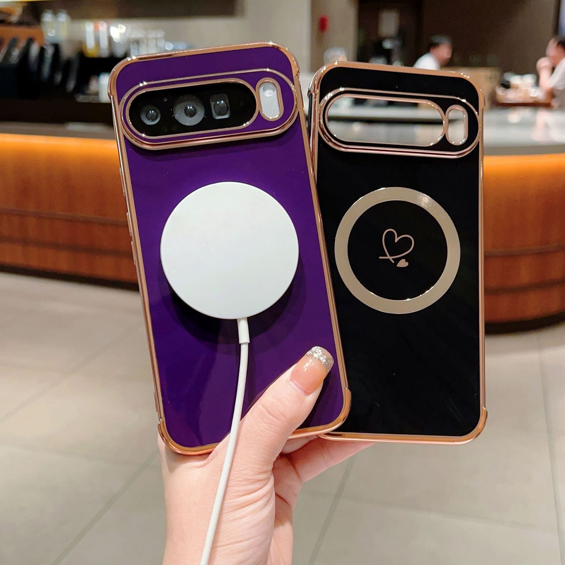 侧边爱心适用于谷歌Pixel10proXL磁吸电镀手机壳Pixel9proXL新款9A时尚Google Pixel9pro保护壳8pro高档8A/7A