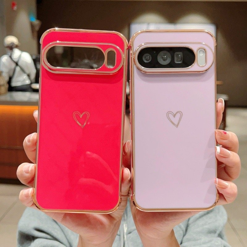 电镀爱心适用于谷歌Pixel10proXL手机壳Pixel9proXL新款9A时尚Google Pixel9pro保护壳8pro高档谷歌8A/7A