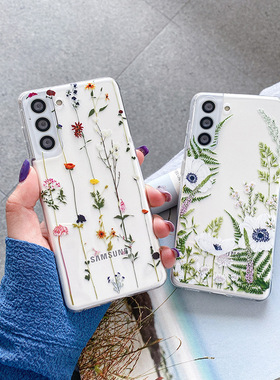透明花朵适用于三星S26ultra/S25ultra/S24FE/S23手机壳草本花S22ultra小花A57/A56/A35/A37全包A16/A17/A07