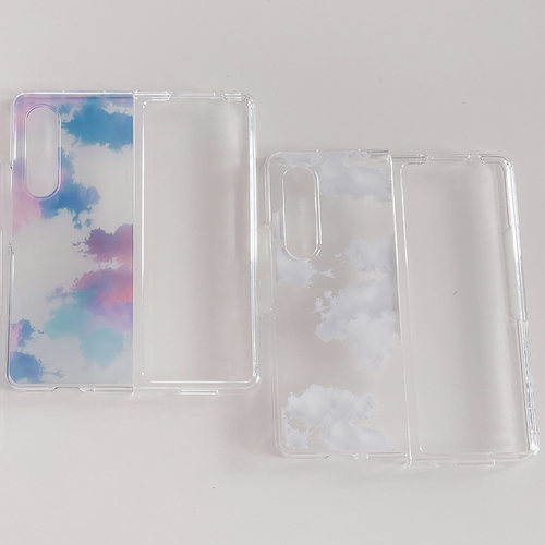 彩云适用三星ZFold 8Ultra折叠手机壳ZFold 8/7白云ZFold6星球ZFold5彩绘ZFold4/3透明硬壳两件套