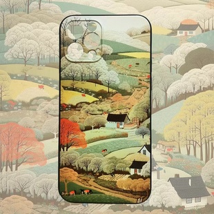 田园插画适用于三星S26/S25/S24/S23/S22手机壳磨砂S26ultra定制A55/A54/A37/A17艺术S24fe羊群note20ultra