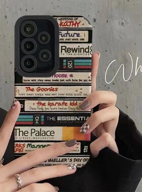 网红适用于三星S25ultra/S24/S23/S20FE手机壳A54/A53/A52/A51个性A15/A55撞色A12/A13/A22/A23拼接几何A33