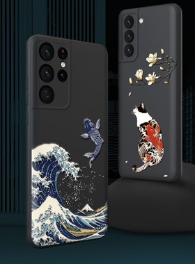 国潮浮雕适用于三星S26ultra/S25ultra/S24/S23手机壳note20ultra浮世绘啊A55/A54/A16/A15薄S25ultra鹤S24FE