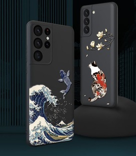 S25ultra A16 S24 A54 A15薄S25ultra鹤S24FE S23手机壳note20ultra浮世绘啊A55 国潮浮雕适用于三星S26ultra