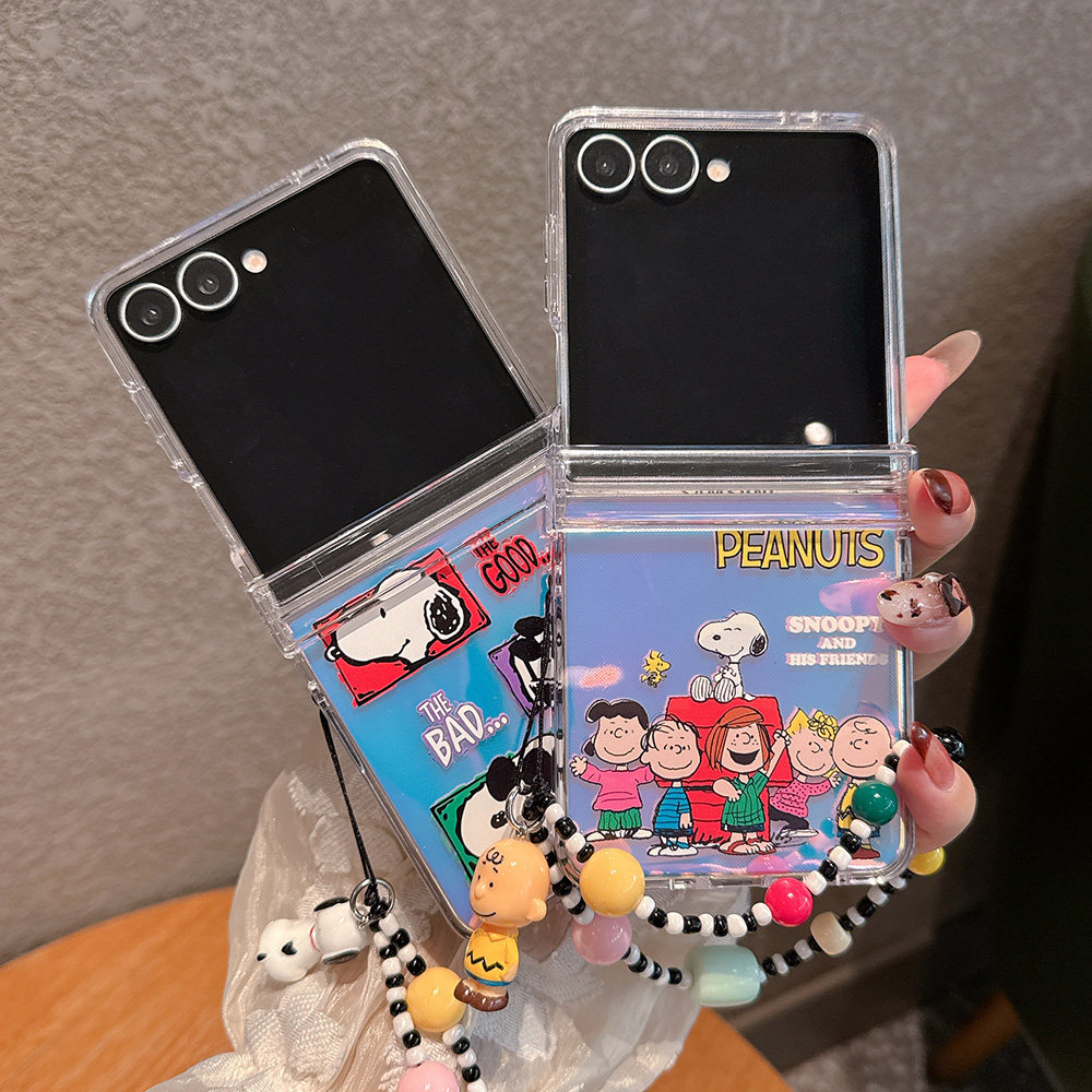 可爱狗狗适用于三星Zflip7/Zflip6折叠手机壳Samsung Zflip5史努比Zflip7FE好狗坏狗Z flip7查理带挂绳硬壳