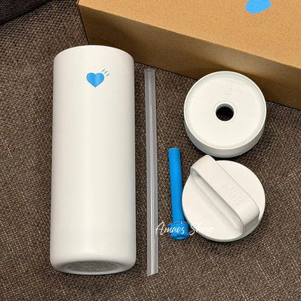 日本蓝瓶子咖啡BlueBottle限定HumanMade联名双盖不锈钢杯吸管杯