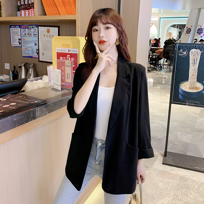 2025春夏季新款网红炸街雪纺小西装外套女宽松爆款小个子西服上衣