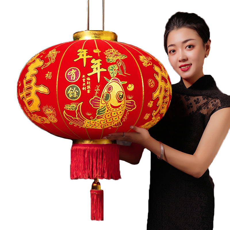 大红灯笼挂件户外防水一对装