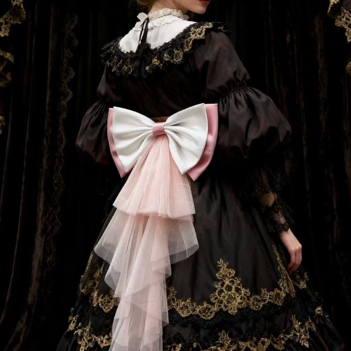 爆款二次元红色蝴蝶结尾纱裙子配饰Lolita百搭腰间大蝴蝶公主裙撑