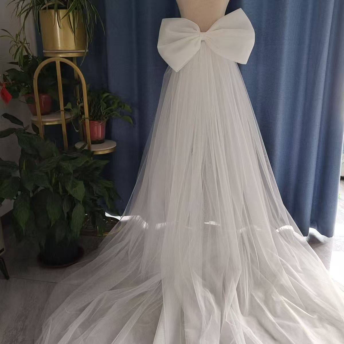 超大唯美蝴蝶结活动拖尾后摆蝴蝶结婚纱装饰搭配拍照齐地变拖尾