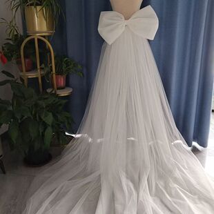 超大唯美蝴蝶结活动拖尾后摆蝴蝶结婚纱装饰搭配拍照齐地变拖尾