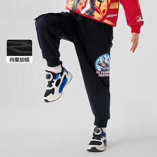 【奥特曼IP商场同款】男童长裤加绒2024冬新款儿童工装束脚休闲裤