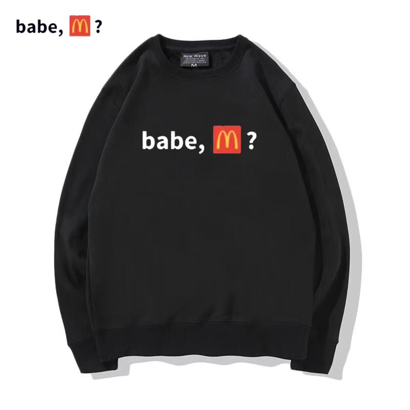 babe m?麦门圣徒圆领卫衣男女趣味美式麦当劳周边外套休闲上衣潮
