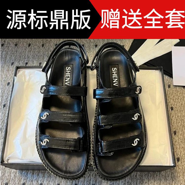 高版小香风魔术贴凉鞋女厚底外穿