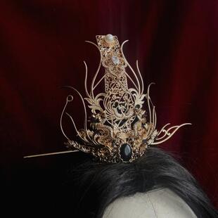 原创古风束发冠铜镀宫廷王爷公子cos配饰男女通用汉服仙侠魔头饰