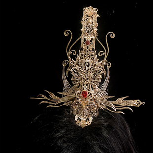 手工古风汉服束发冠套装男女通用高马尾流苏武侠仙侠保色铜头饰