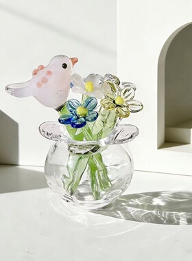 手工琉璃小鸟花瓶闺蜜礼物