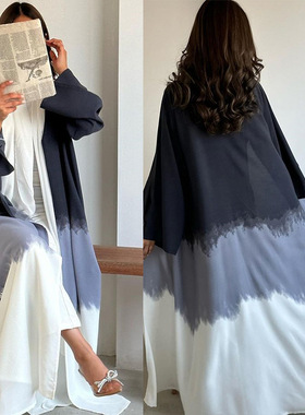 Arab lady cardigan dress 时尚扎染披风夏季新款欧美开衫连衣裙