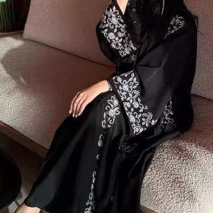 dubai dress阿拉伯轻奢中东宴会礼服迪拜长袖礼服烫钻长袍开衫