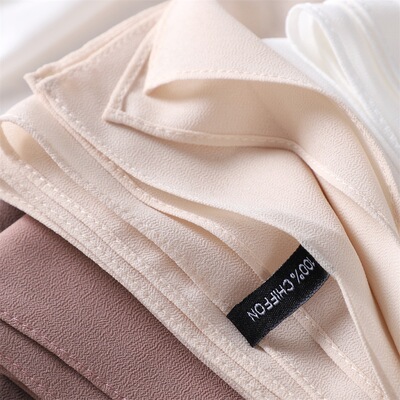 垂感柔软纯色珍珠雪纺长巾回族围巾high quality chiffon scarf