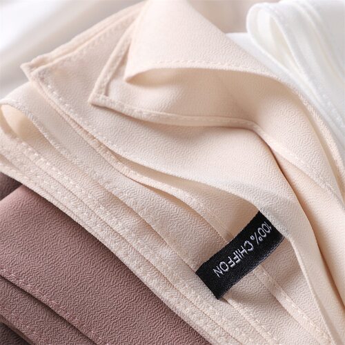 垂感柔软纯色珍珠雪纺长巾回族围巾high quality chiffon scarf