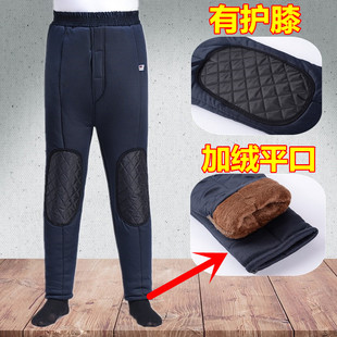 老人爸爸保暖裤 男加绒加厚高腰深档护膝宽松大码 中老年人棉裤 冬季