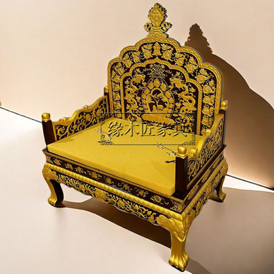 密宗禅椅描金上师打座禅椅藏式佛堂法师法座讲法台八吉祥活佛宝座