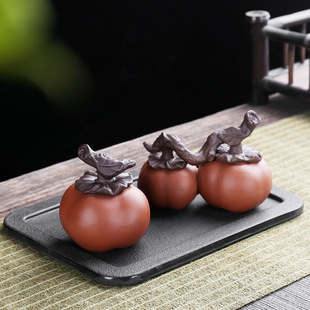 柿柿如意创意新款紫招财砂茶宠茶玩可好事成双茶具招财摆件伴手