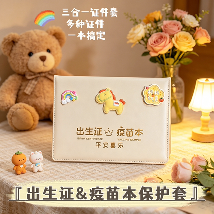 三合一出生证明保护套收纳本不粘字2026年马宝宝新版可爱防水卡套