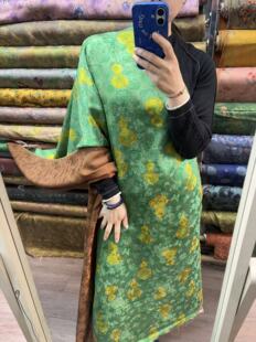 真丝花萝香云纱面料桑蚕丝绿底葫芦新中式 旗袍连衣裙高端面料