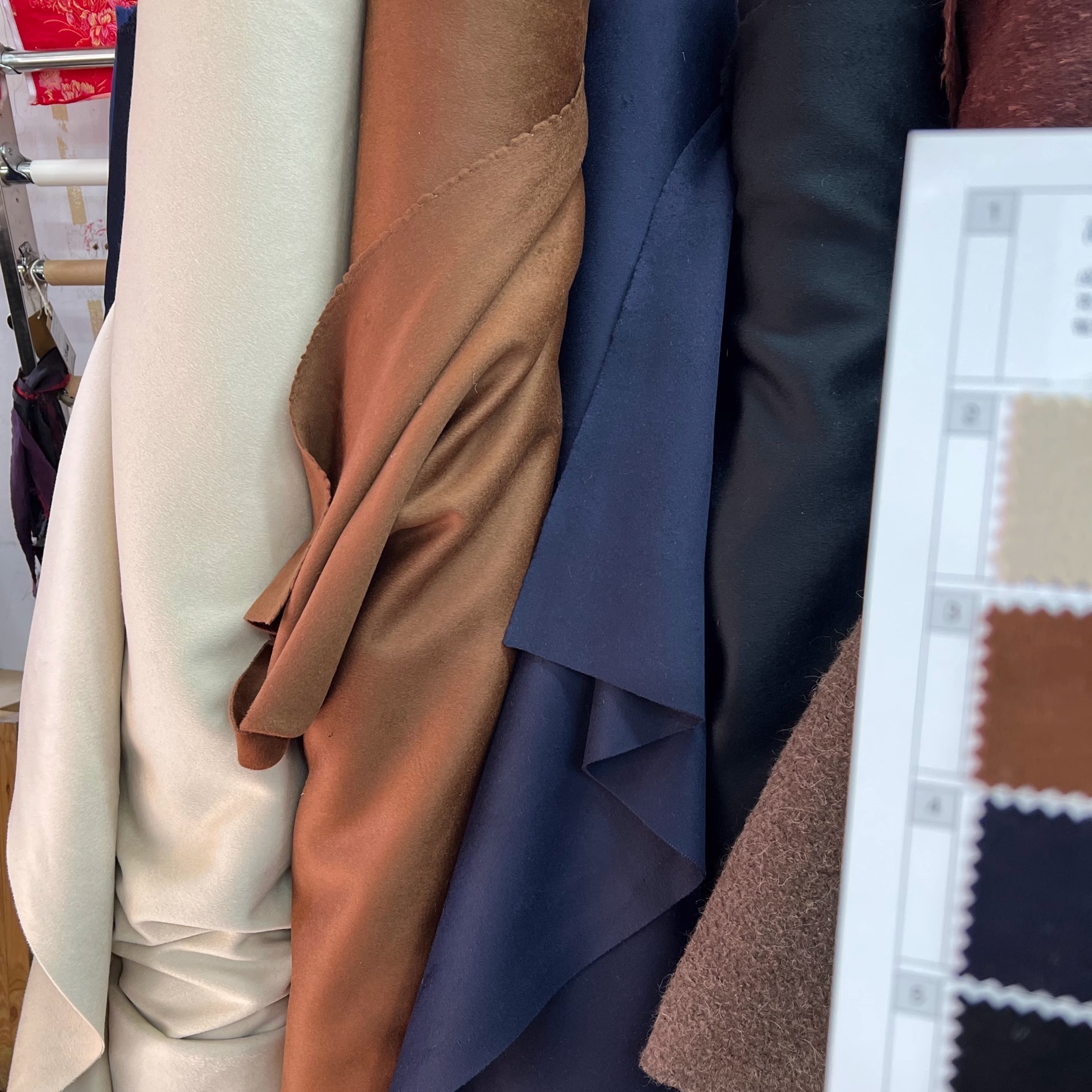 高档50山羊绒 双面羊绒面料新中式上衣黑色外套澳毛羊绒大衣布料