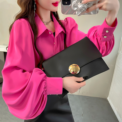 大码灯笼袖衬衫女高级感轻奢减龄