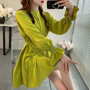 胖MM显白立领衬衫女款2025新款长袖衬衣名媛系带收腰遮肚子上衣冬