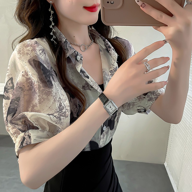 夏季气质女士上衣小众碎花