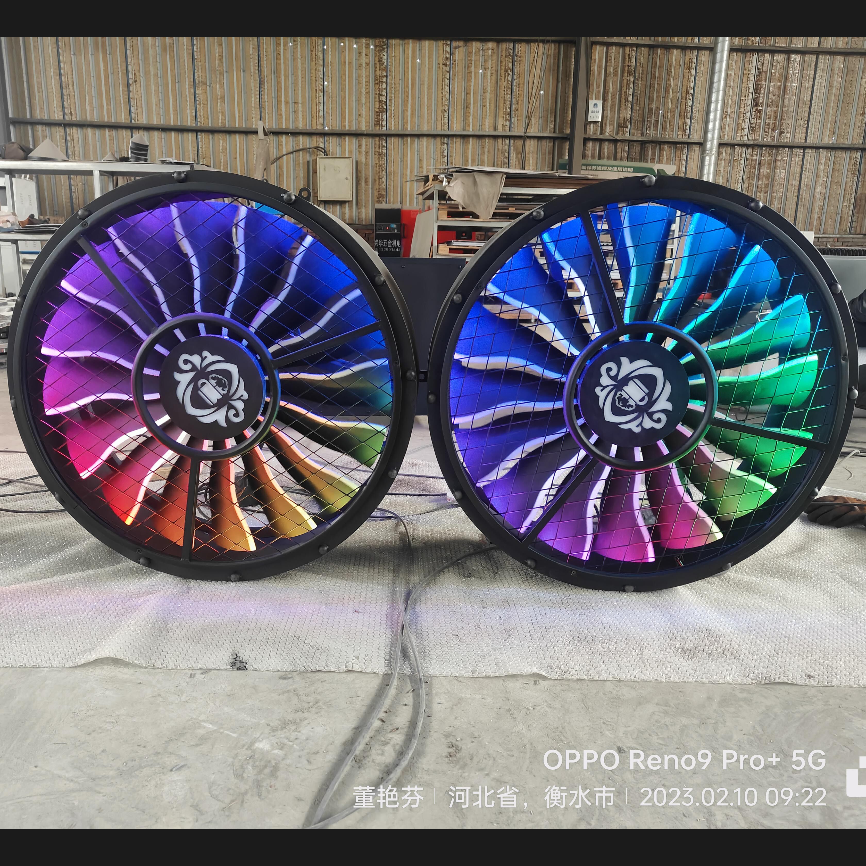 复古工业风创意做旧机械纯手工铁艺转动发光风扇酒吧装饰壁源头厂