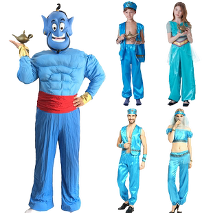 万圣节儿童舞会表演阿拉伯神话阿拉丁神灯服装红色黑色衣人物衣服