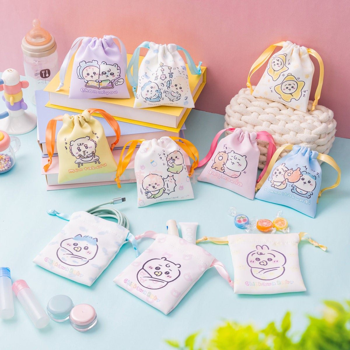 预售 日本chiikawa baby吉伊卡哇宝宝迷你束口袋乌萨奇抽绳收纳包,模玩/动漫/周边/娃圈三坑/桌游,动漫水杯/居家/百货,淘宝优惠券,粉丝福利购,淘宝优惠卷