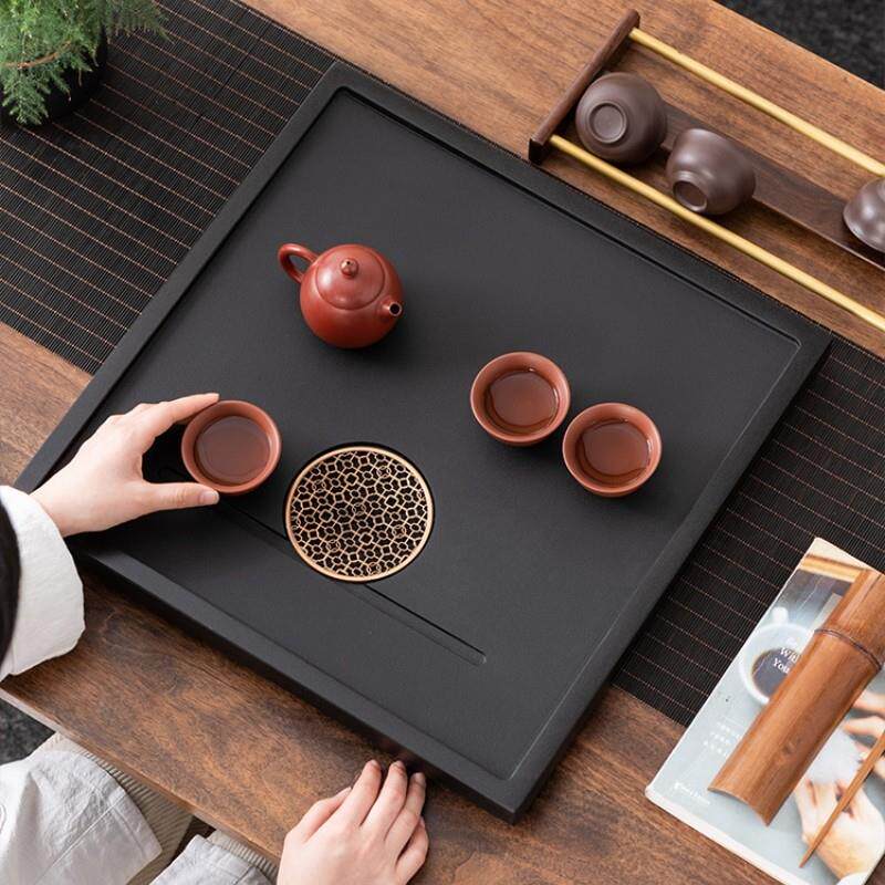 整块乌金石茶盘家用简约小号石头茶盘