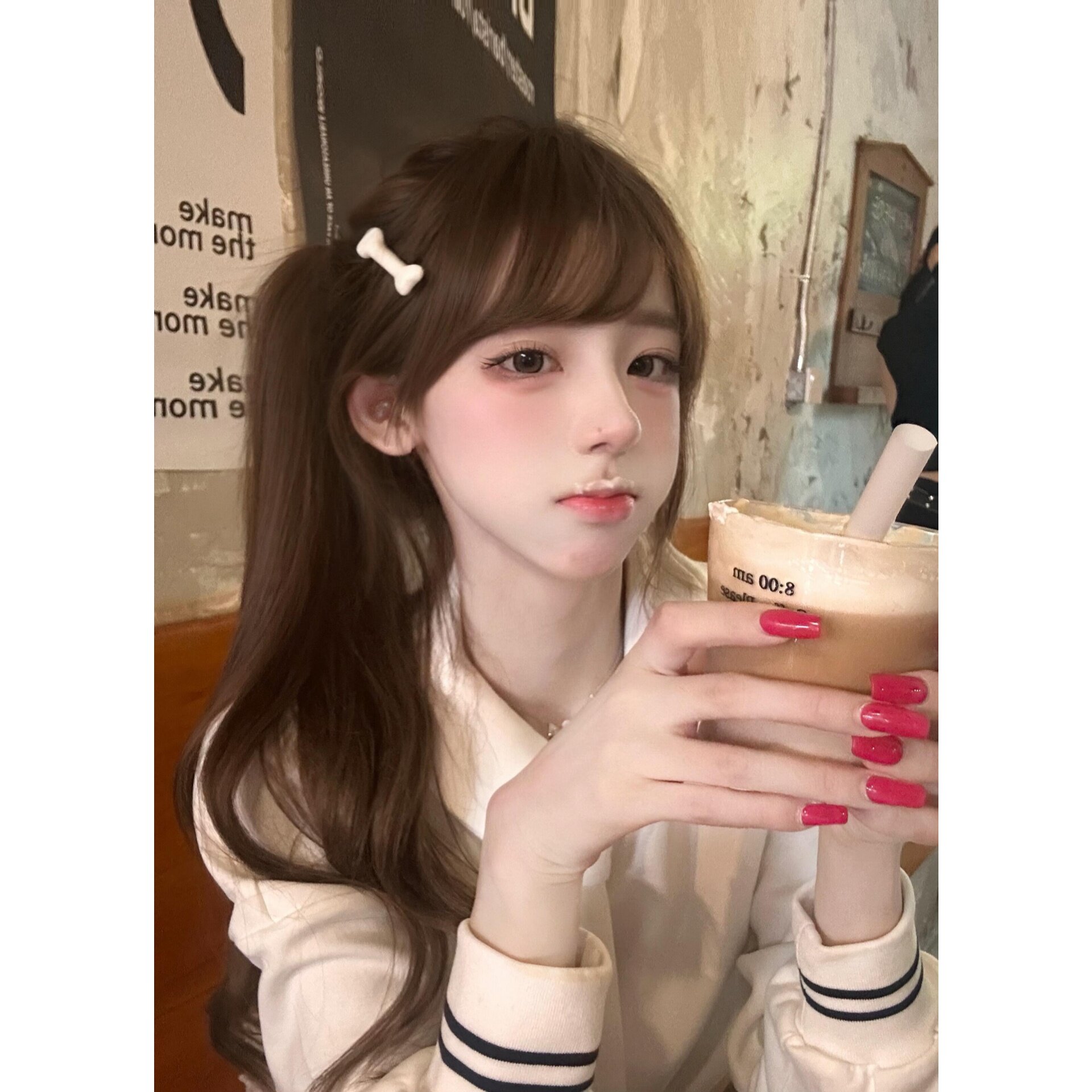 甜美学院风少女俏皮娃娃领卫衣宽松半身A字裙短裙套装设计小个子