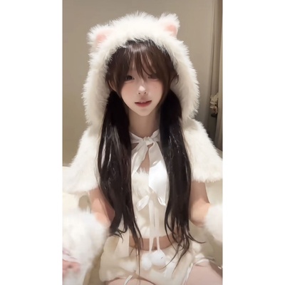 纯欲风甜辣妹少女新款白色系撞色短袖上衣蝴蝶结减龄高腰围裙套装