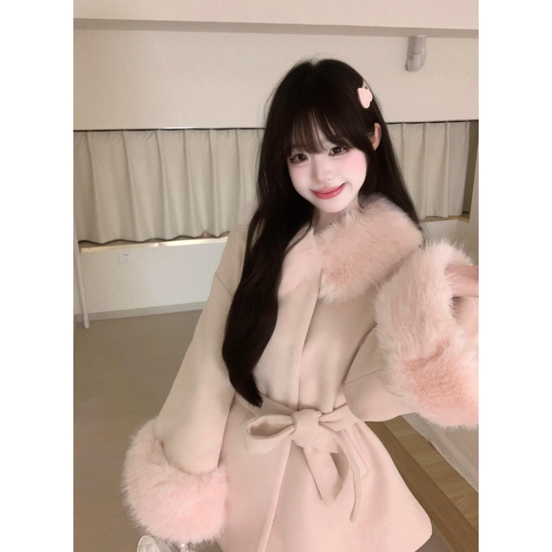 富家千金甜美大小姐高级名媛风外套秋冬款加棉收腰系带设计感减龄