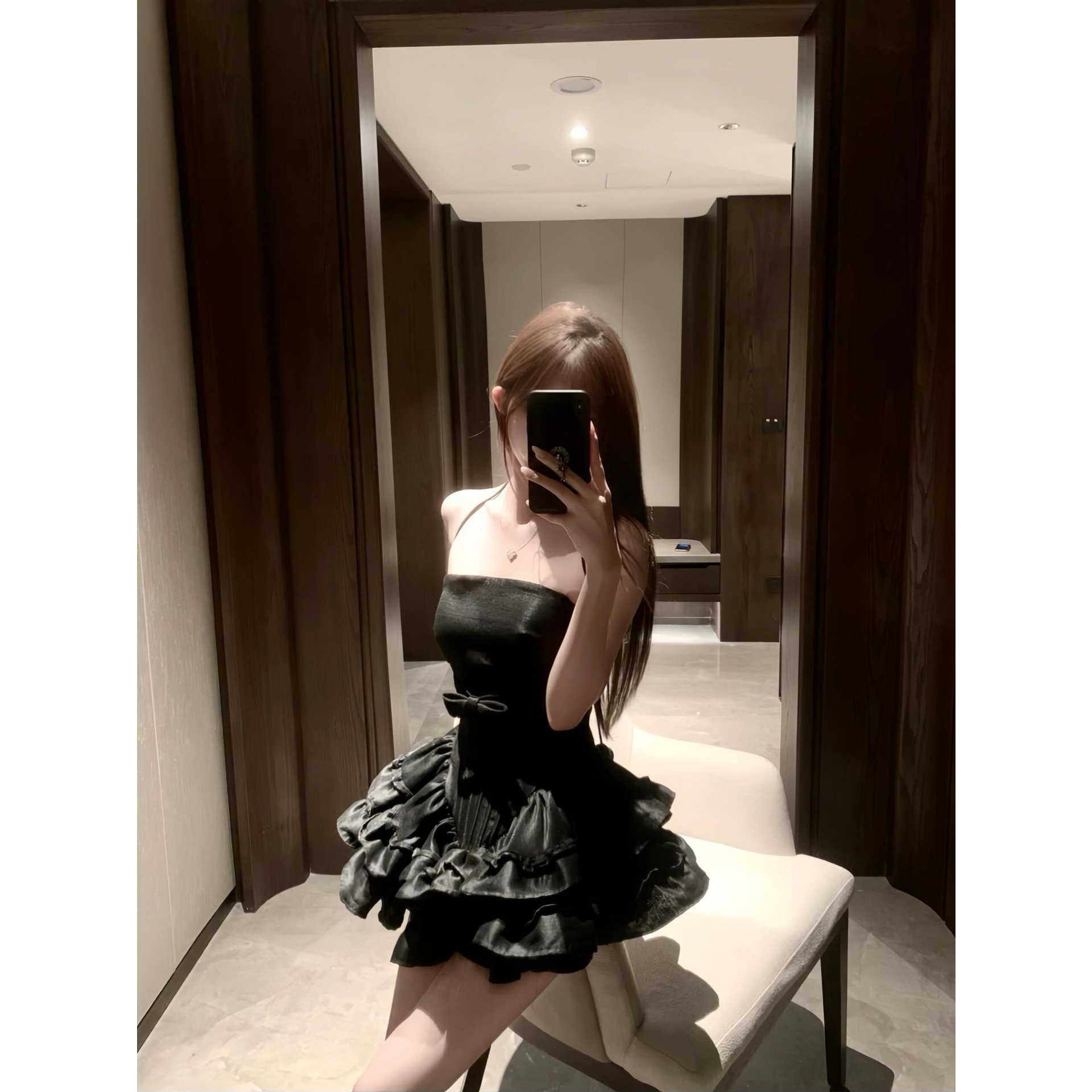 性感辣妹气质御姐风抹胸连衣裙蓬蓬裙蛋糕裙蝴蝶结收腰修身礼服裙