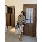 韩系气质短款 外套秋冬款 系带厚实保暖高级设计感百搭通勤复古宽松