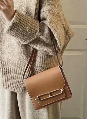 头层牛皮猪鼻子包包女真皮高级感单肩斜挎包腋下包大容量空姐包