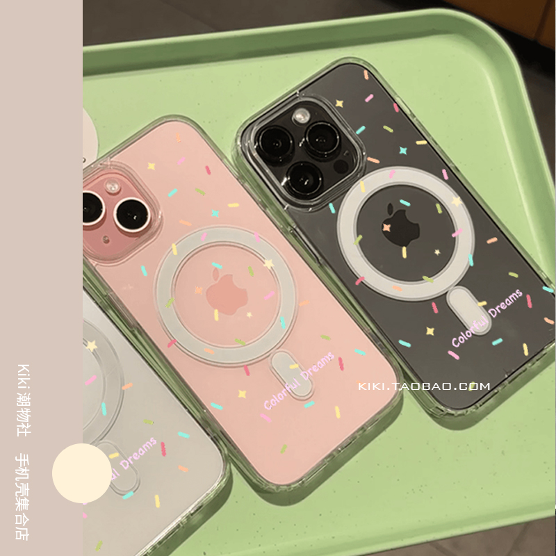 ins多巴胺彩虹线条适用iphone17pro手机壳15plus亚克力16磁吸硬壳13创意12大孔11高级XR透明手机壳