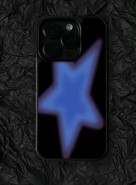 创意中性蓝色星星适用iphone17promax手机壳16plus磨砂14黑边框硬壳15苹果13双层高级12大孔磁吸男女款手机壳
