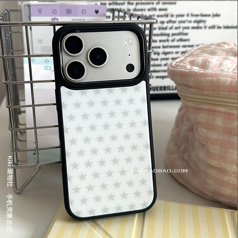 包相机键INS韩版简约满屏星星适用iphone17pro手机壳磁吸18/16双层神甲壳14plus黑框15硬壳肤感磨砂13手机壳