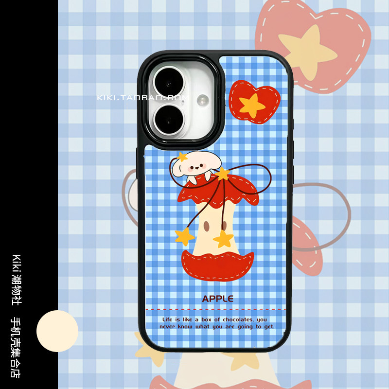 包相机键蓝色格纹星星狗狗适用iphone18pro手机壳磁吸17神甲壳16双层14黑框15磨砂硬壳13手机壳
